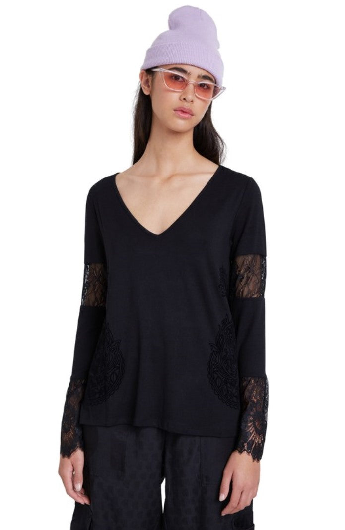 Maglia nera manica lunga TS AMELIA