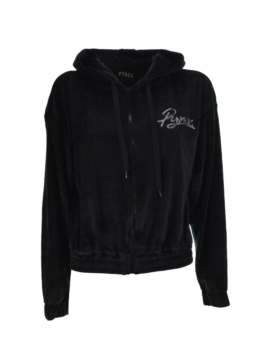 Felpa Zip Cappuccio Nera Ciniglia