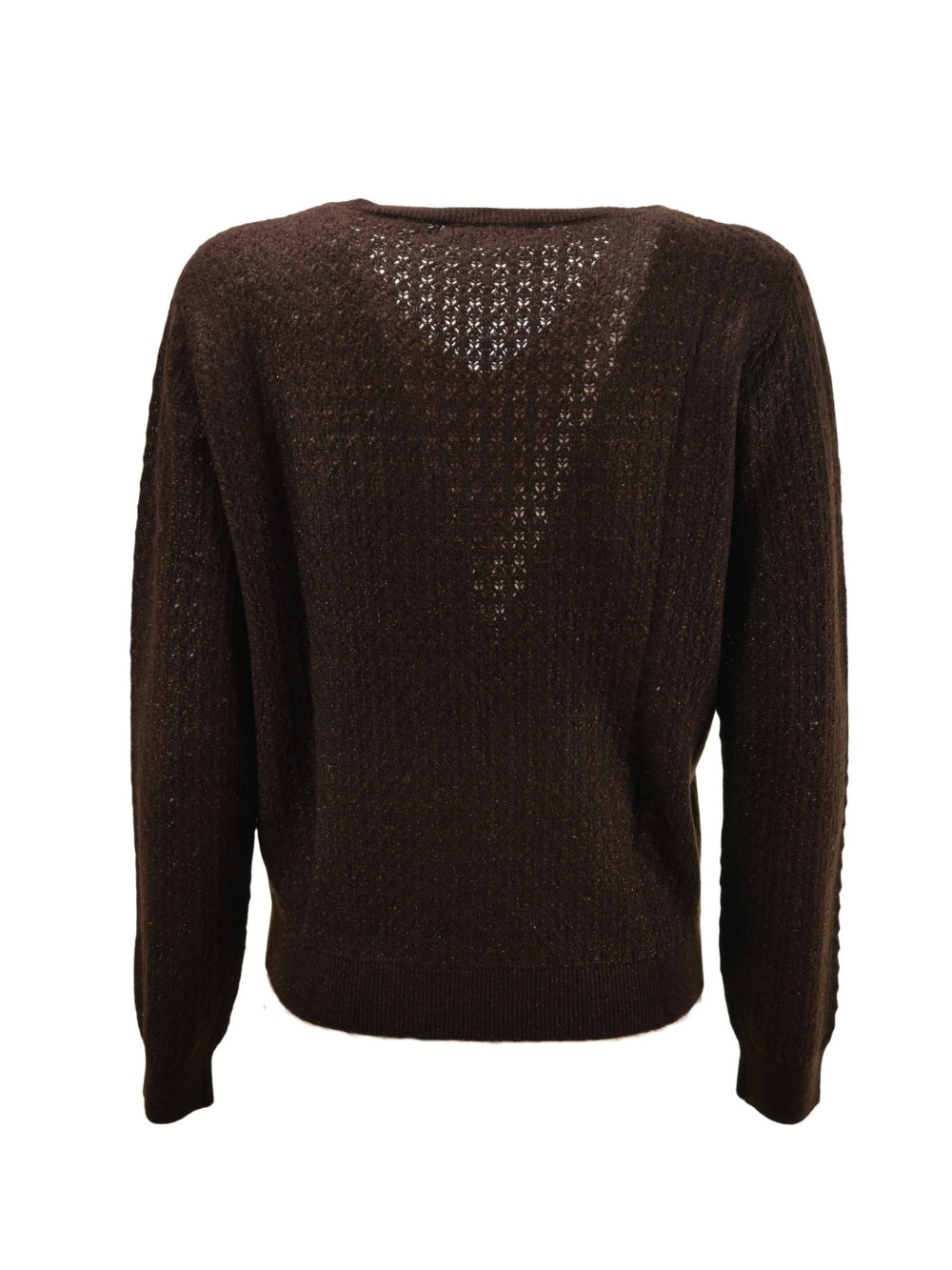 Maglia Scollo V Lurex Marrone