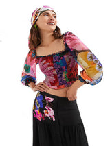 Maglia Fantasia Fiori Lila