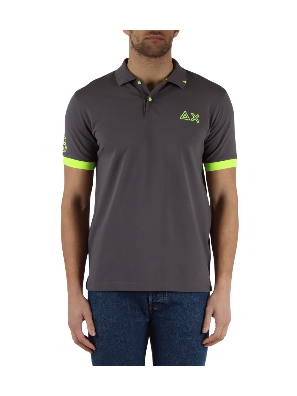 Polo Grigia Logo Fluo S/S