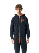 Felpa Blu Hoodie Zip Fluo