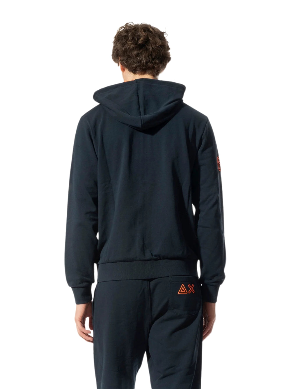 Felpa Blu Hoodie Zip Fluo