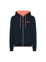 Felpa Blu Hoodie Zip Fluo