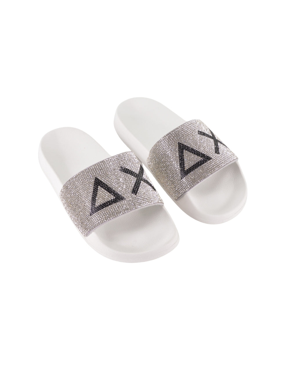 Ciabatta Bianca Slippers Logo Strass