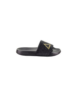 Ciabatta Nera Slippers Logo Strass