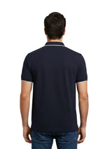 Polo Blu Small Stripe Collar