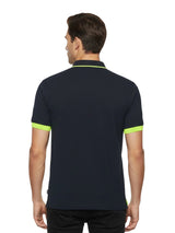 Polo Blu Small Stripe Fluo