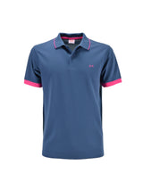 Polo Blu Avio Small Stripe Fluo