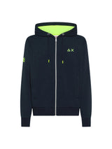 Felpa Zip Blu Fluo Basic Fleece