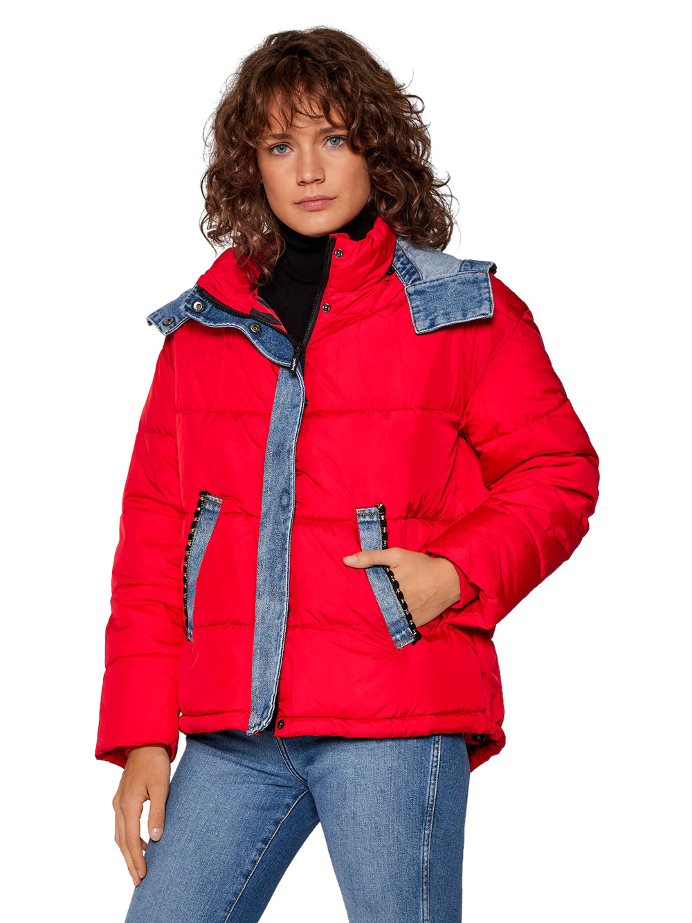 Giubbino rosso jeans corto austen