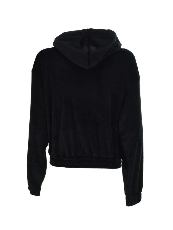 Felpa Zip Cappuccio Nera Ciniglia