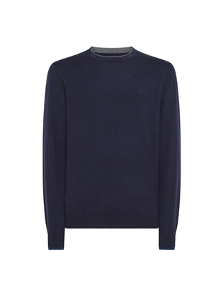 Maglioncino Blu Round Double Rib