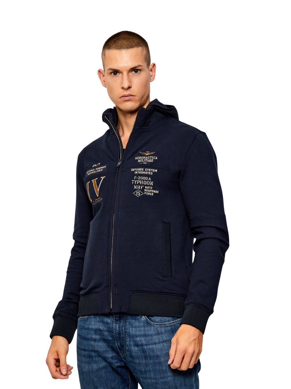 Felpa Zip Blu