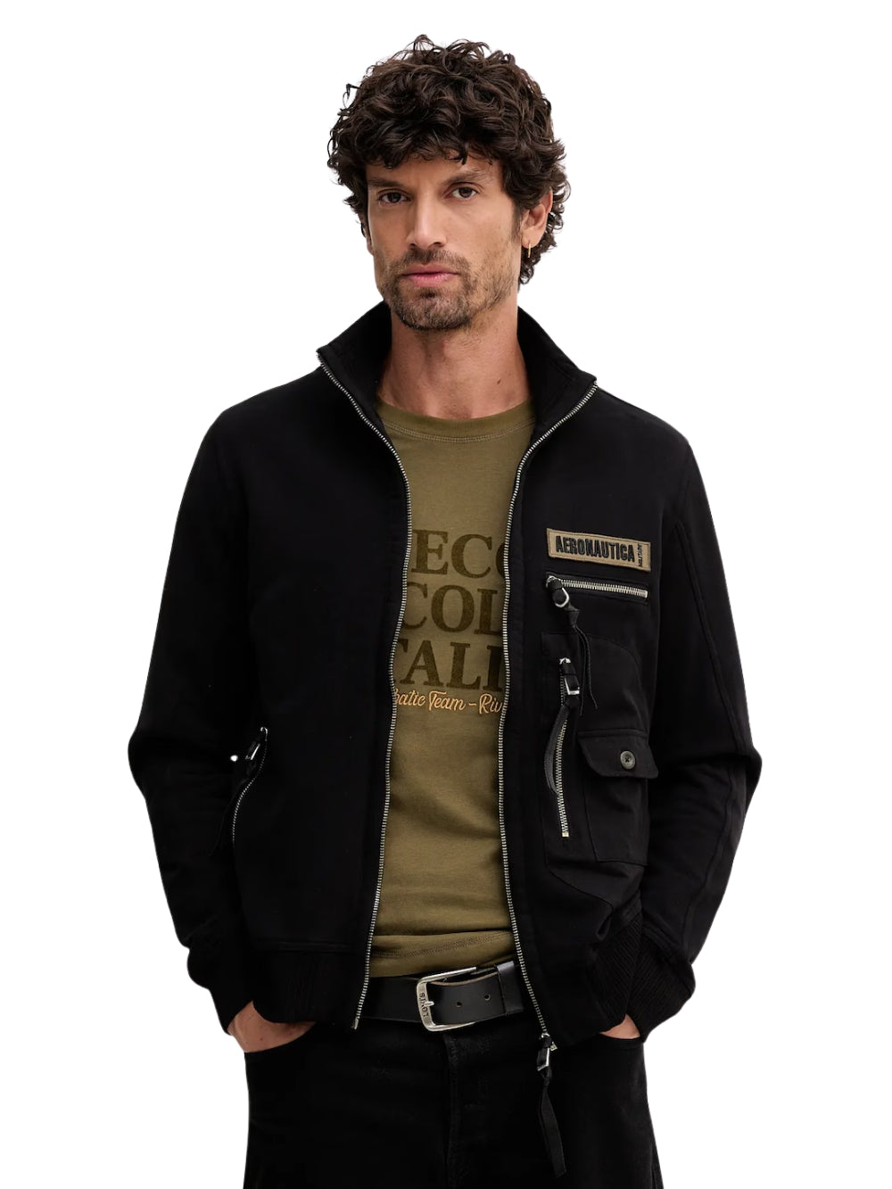 Felpa Nera Full Zip