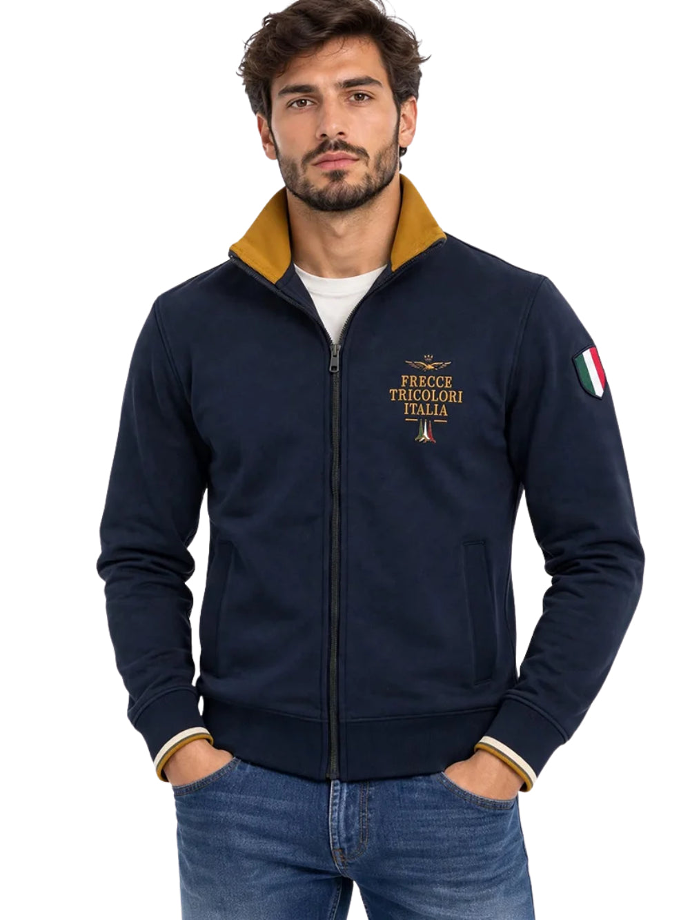 Felpa Zip Blu