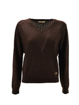 Maglia Scollo V Lurex Marrone