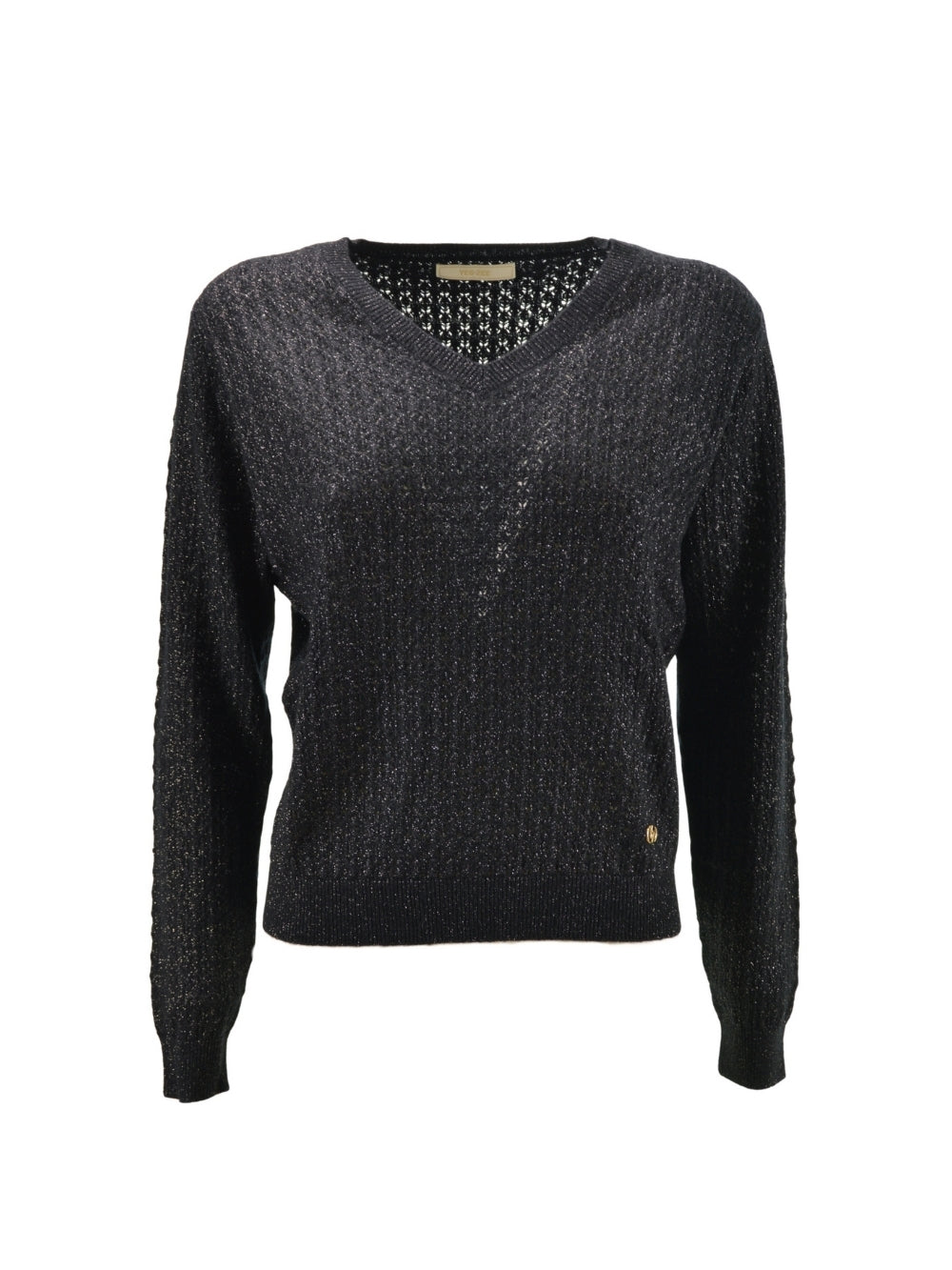 Maglia Scollo A V Nero Lurex