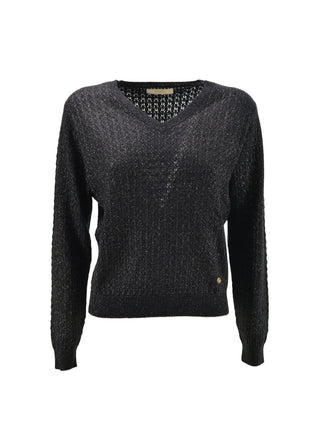 Maglia Scollo A V Nero Lurex