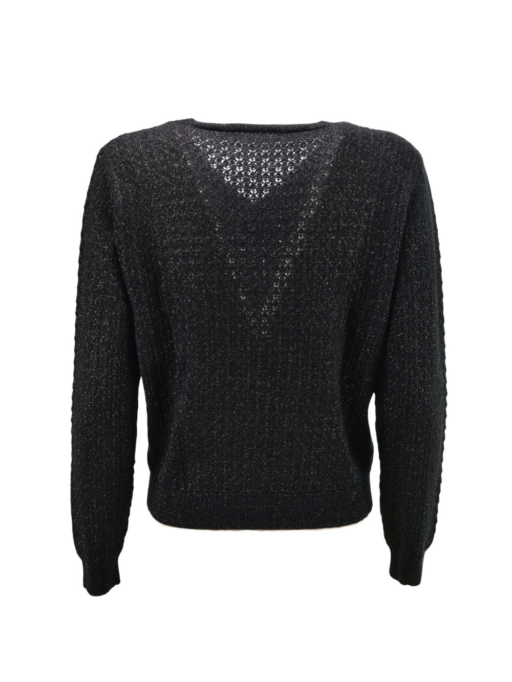 Maglia Scollo A V Nero Lurex
