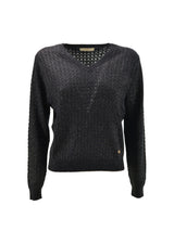 Maglia Scollo A V Nero Lurex