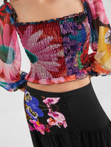 Maglia Fantasia Fiori Lila