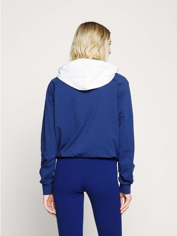 Felpa Cappuccio Blu Bianco Burgos