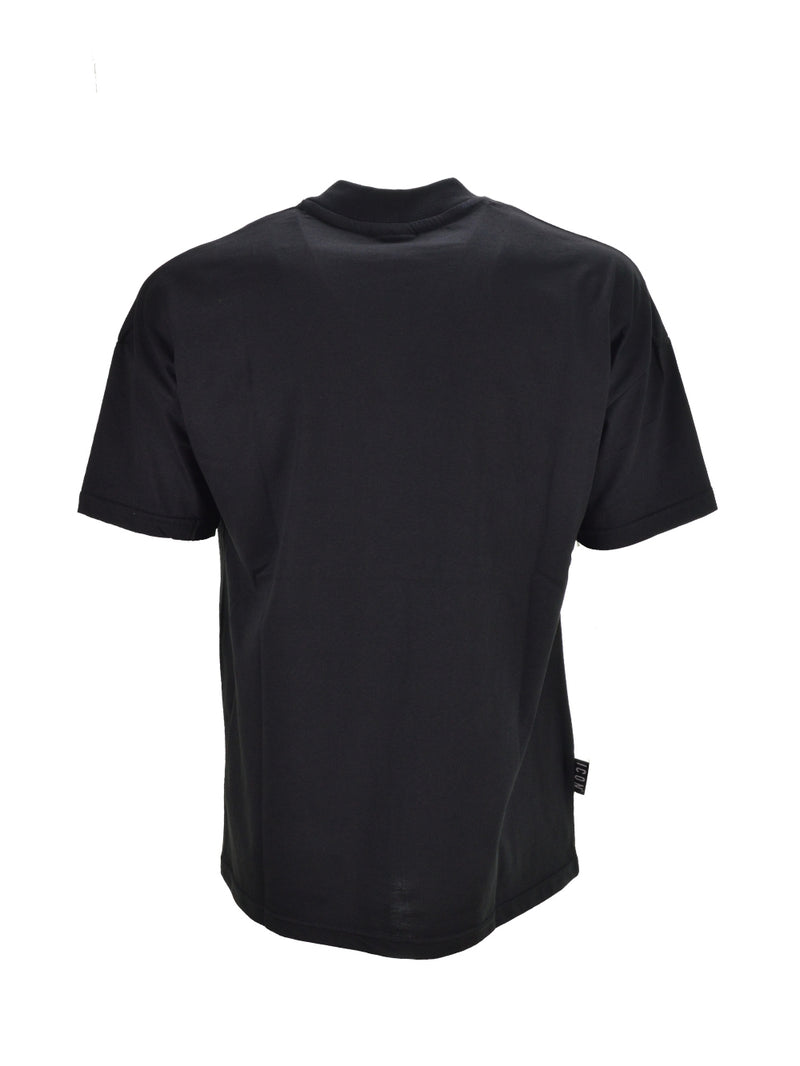 T-shirt Nera Over 1/2 Collo ICON