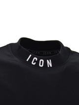 T-shirt Nera Over 1/2 Collo ICON