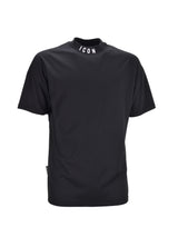 T-shirt Nera Over 1/2 Collo ICON