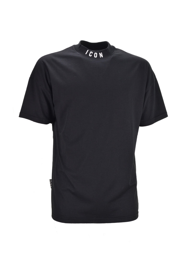 T-shirt Nera Over 1/2 Collo ICON