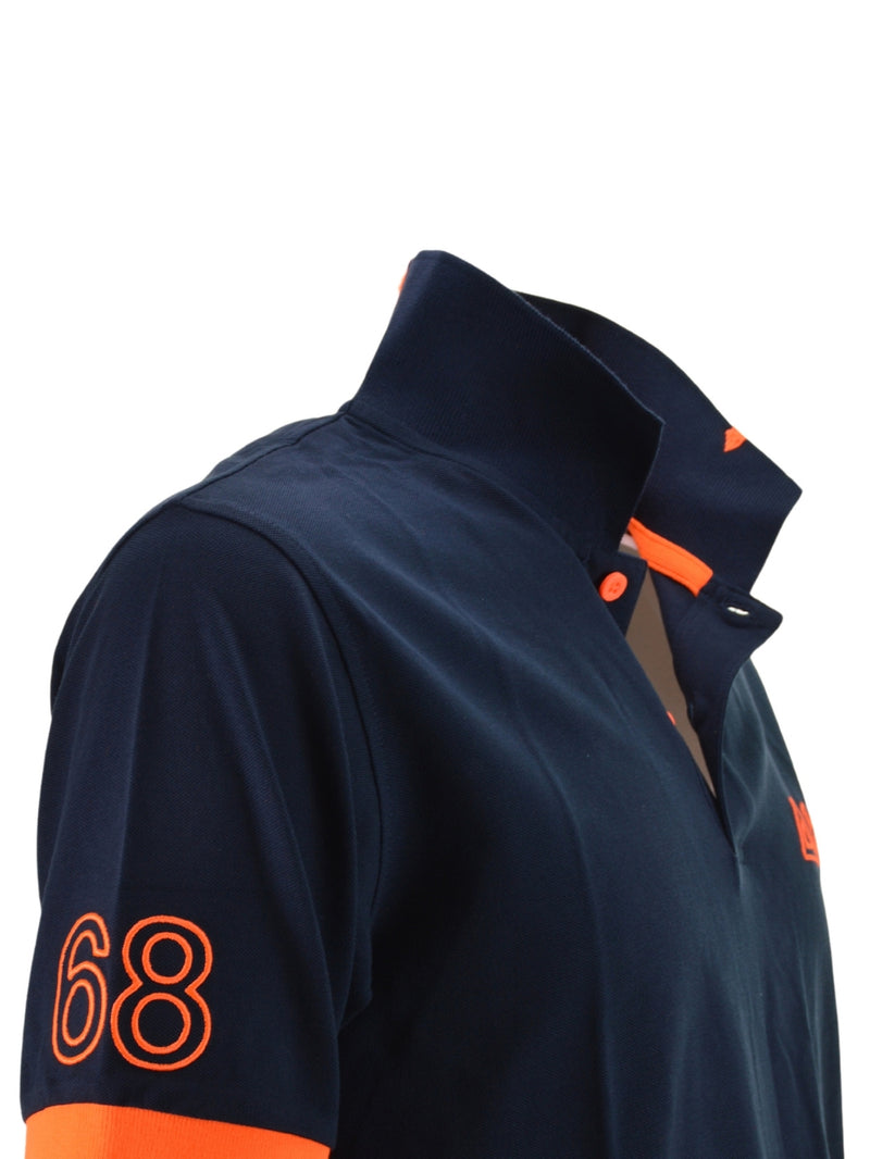 Polo Blu Logo Fluo S/S
