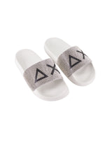 Ciabatta Bianca Slippers Logo Strass