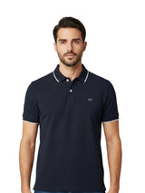 Polo Blu Small Stripe Collar