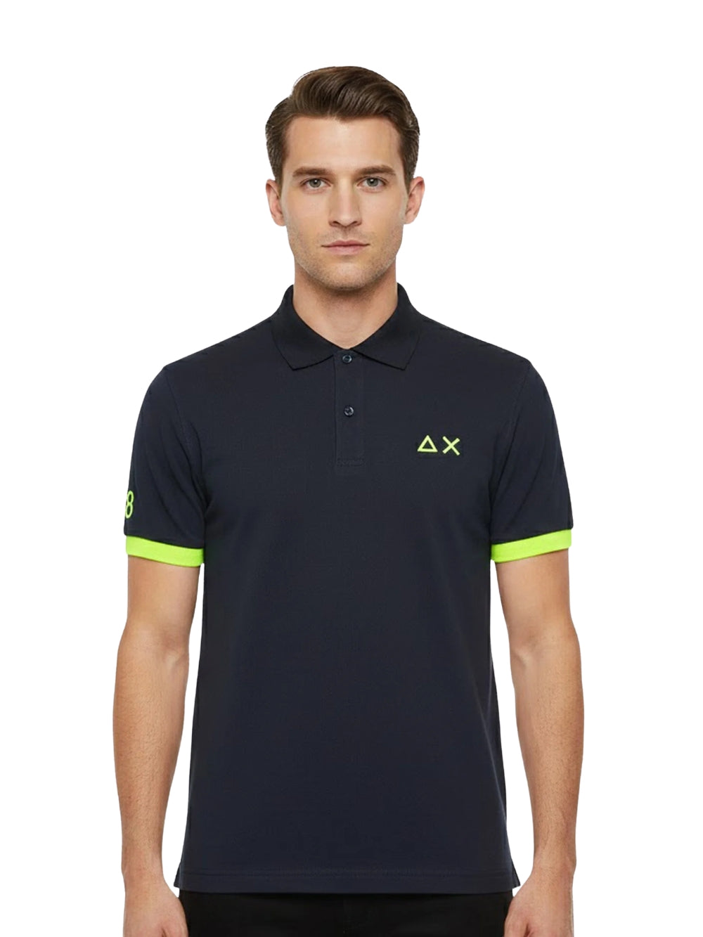 Polo Blu Big Logo Fluo