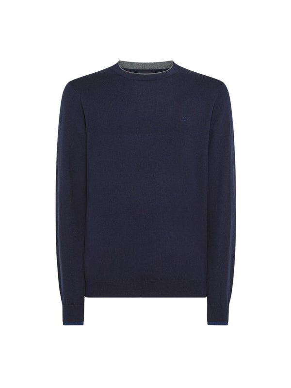 Maglioncino Blu Round Double Rib